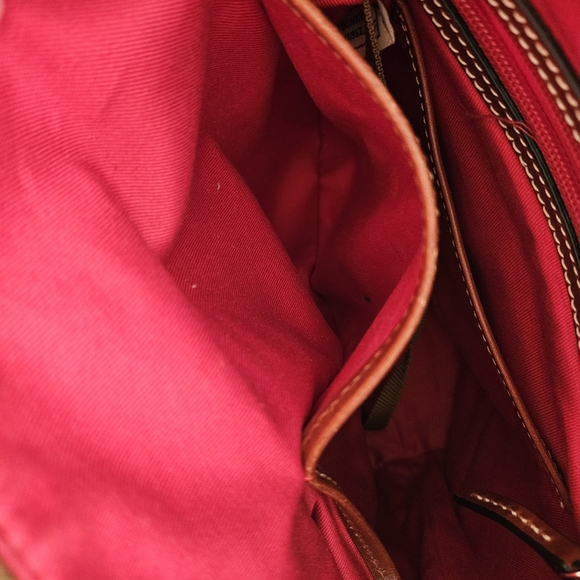 Dooney & Bourke Cranberry Crossbody/Shoulder Coated Cotton w/Leather Excellent - Picture 16 of 16